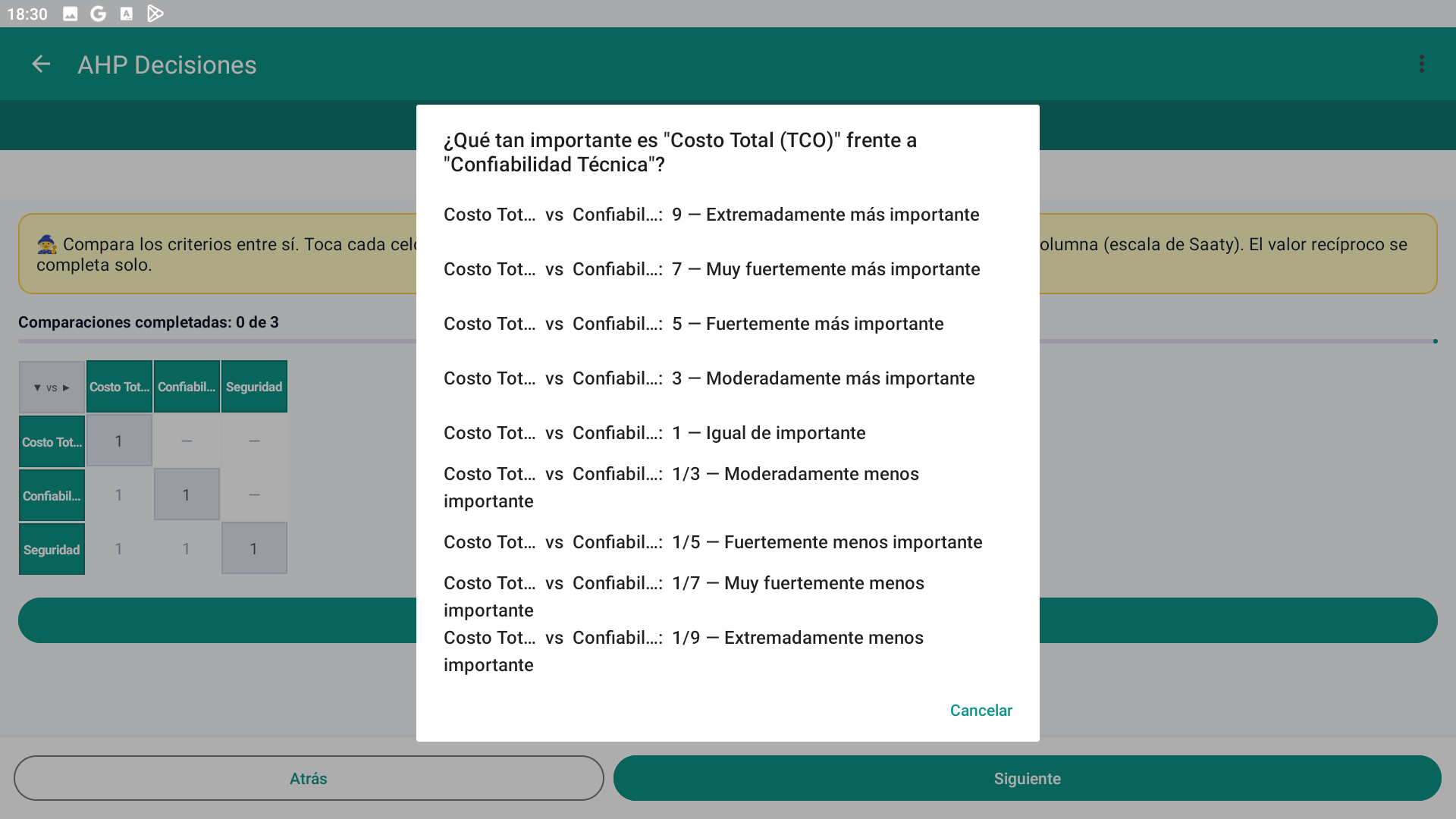 AHP Decision Making App